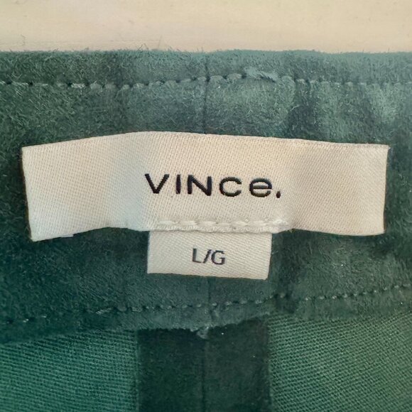 Vince 100% Lamb Leather Suede Forest Green Split Hem Leggings - Picture 7 of 11